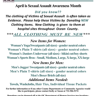Clothing Drive to Assist the Ocean County Prosecutor's Office