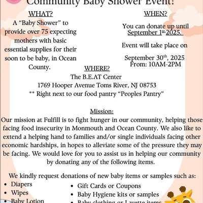 Fulfill's Community Baby Shower - Accepting Donations