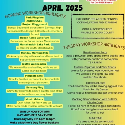 Oasis Family Success Center April Events Calendar